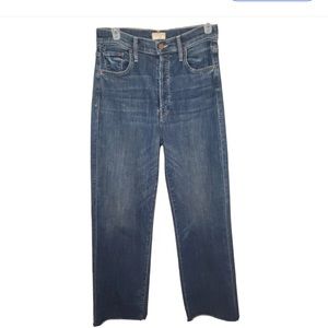 NWOT Mother The Rambler Ankle Fray Jeans Button Fly Blue Size 28
